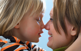 Happy mother and son